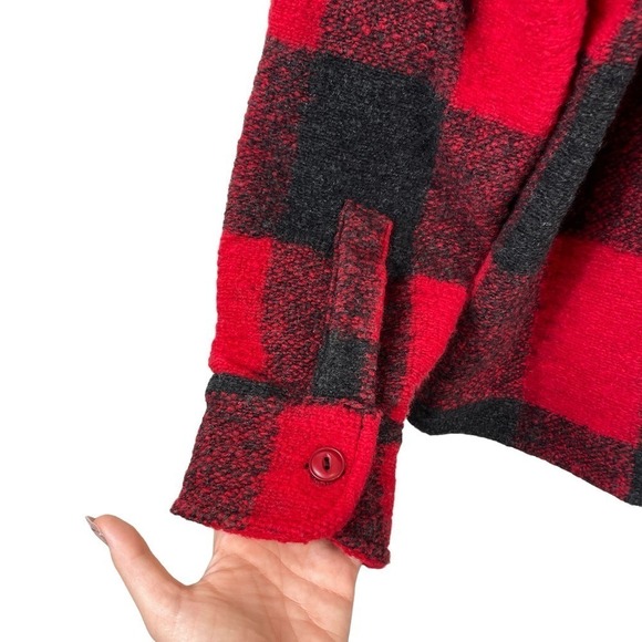 NWT Anine Bing Bobbi Wool Shacket Flannel Jacket Buffalo Check Red XS - Picture 9 of 13